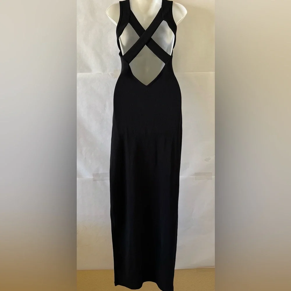 Superdown Sherry Ribbed Cutout Maxi Dress Size S Revolve Black Bodycon Event - Picture 3 of 15